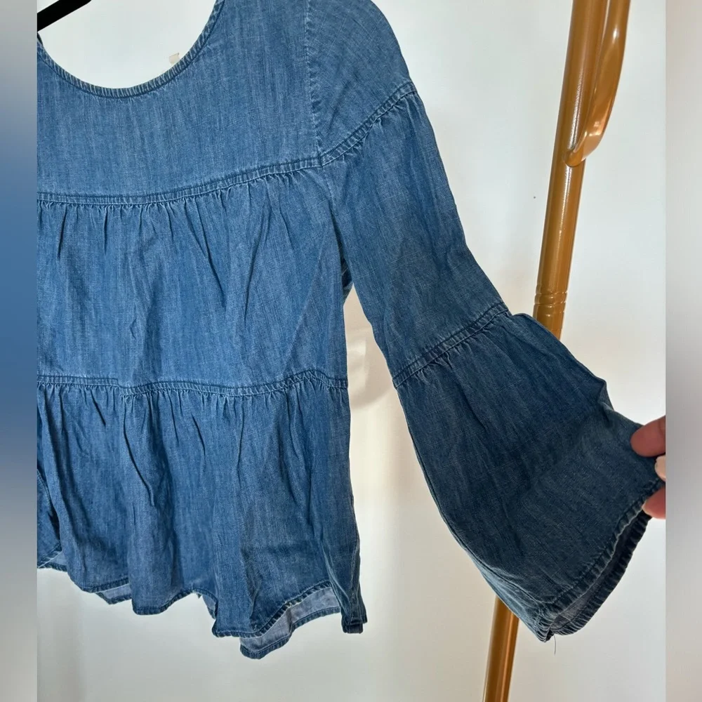 Denim flouncy top by Madewell size M - Picture 1 of 4